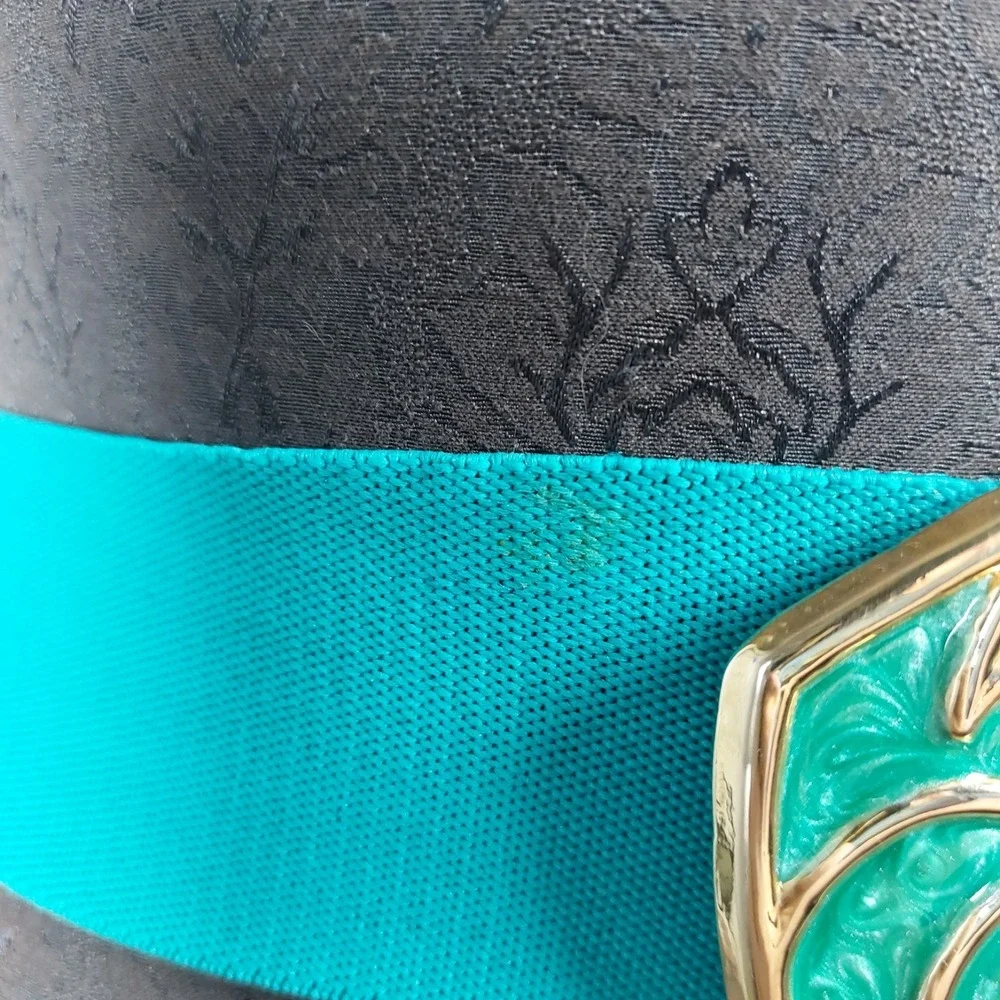 Vtg 80s Day-Lor USA Enlay Enamel Buckle Stretch Belt Sz Med‎ 2